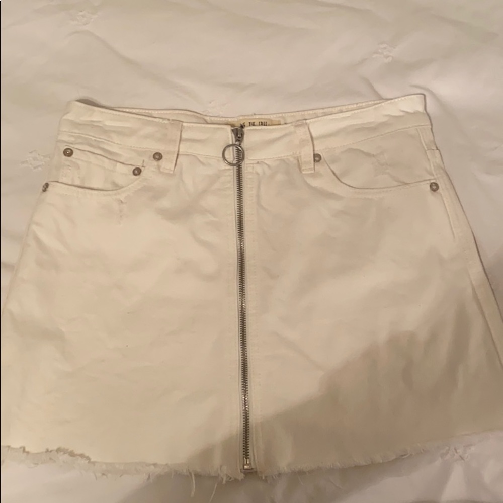 Free People cream denim skirt